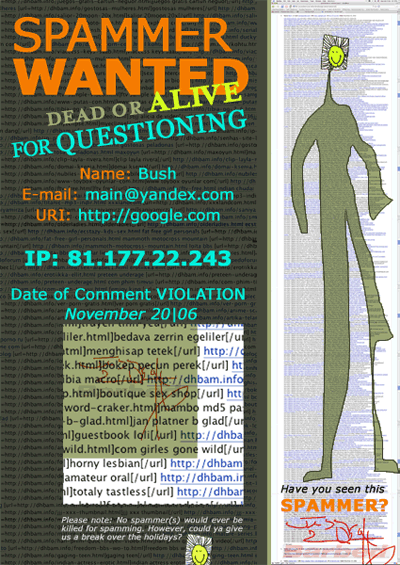 SpamArt 001 - WANTED DEAD OR ALIVE - Jessicadoyle.ca