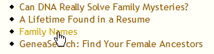 Example of text links with color change on hover style