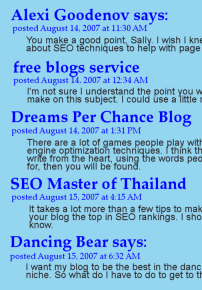 Graphic of blog comments with different name styles - copyright Lorelle VanFossen