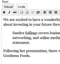 View of the blockquote and indention in WordPress Rich Text Editor