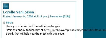 Example of a link in a comment distorting the web page design