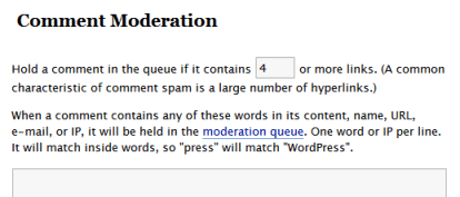 Setting the link limit in comments with WordPress