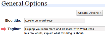 WordPress tagline - how to change your WordPress blog title tag line