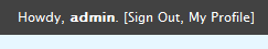 Example of the Howdy in WordPress Administration Panels