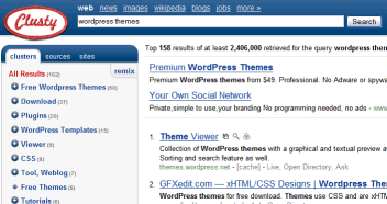 Clusty Search Results Page