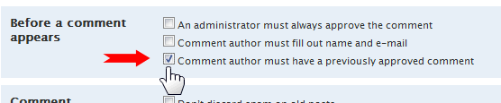 WordPress Comments - moderate comments unless they have been approved previously
