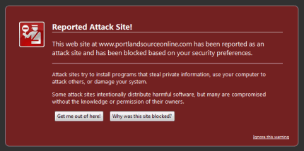Warning of a malware site in FireFox